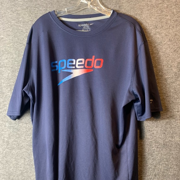 SPEEDO Mens Navy Logo Graphic Short Sleeve Crew Neck Shirt XL - Picture 1 of 9